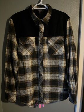 Outpost Black and Gold Plaid Button-Up Shirt